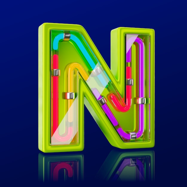 Free PSD 3d render of neon letter icon