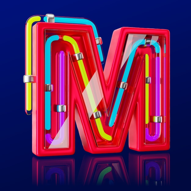 Free PSD 3d render of neon letter icon