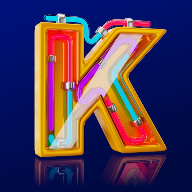 Free PSD 3d render of neon letter icon