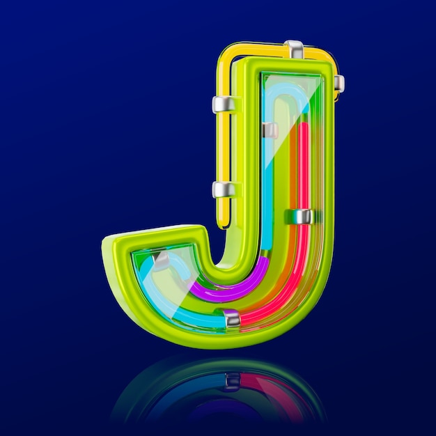 Free PSD 3d render of neon letter icon