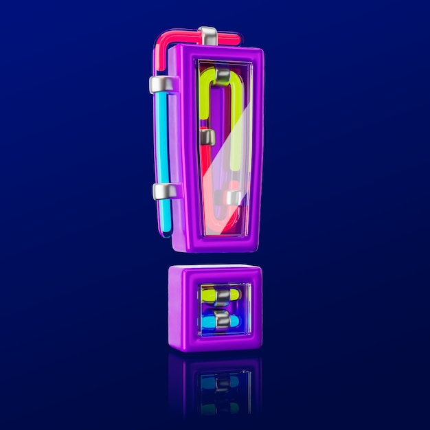 3d render of neon letter icon