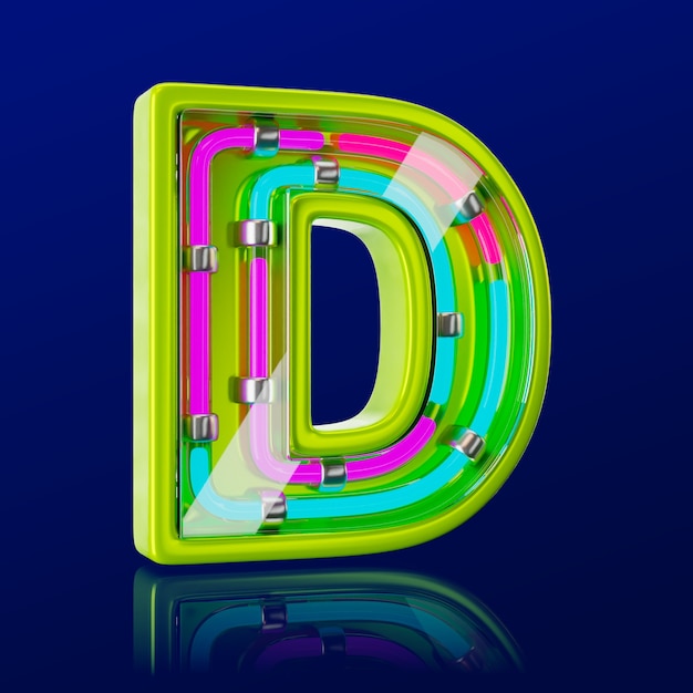 Free PSD 3d render of neon letter icon