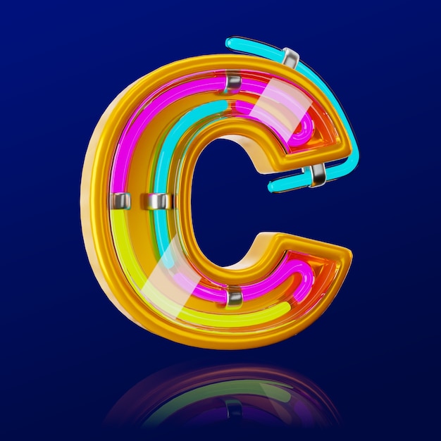 Free PSD 3d render of neon letter icon