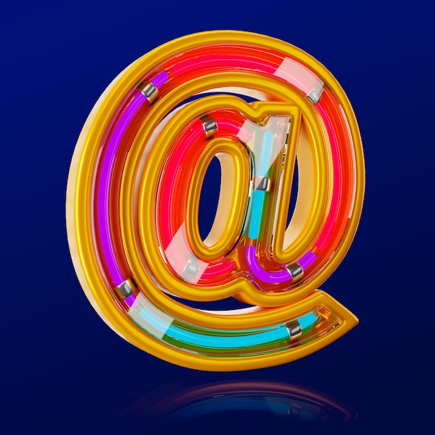 Free PSD 3d render of neon letter icon