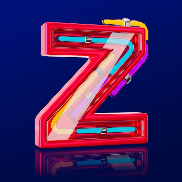 Free PSD 3d render of neon letter icon