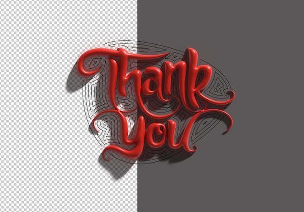 3D Render Thank You Lettering Typographical Transparent Psd File