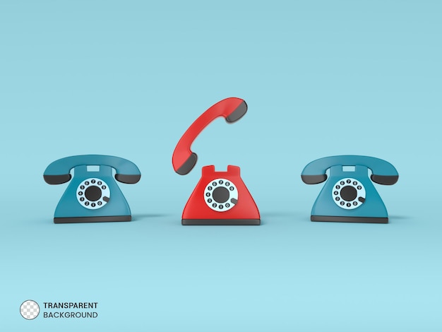 Free PSD 3d rendered isolated retro telephone icon