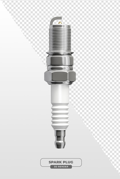 Free PSD 3d rendered realistic metal spark plug for automotive maintenance with transparent background