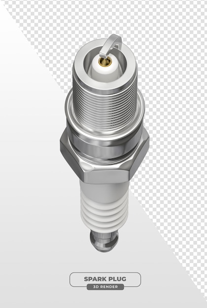 Free PSD 3d rendered realistic metal spark plug for automotive maintenance with transparent background