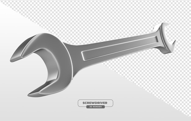 Free PSD 3d rendered realistic metal wrenches for automotive maintenance with transparent background