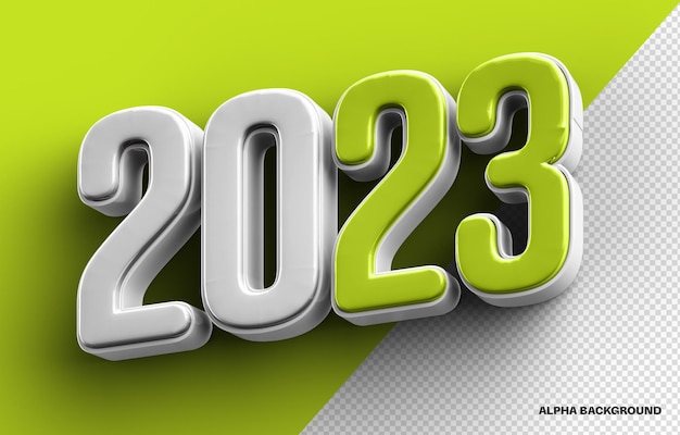 Free PSD 3d rendering 2023 green with silver composition