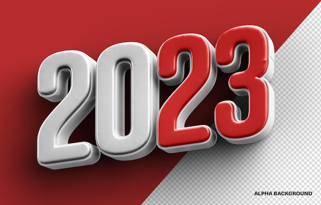 Free PSD 3d rendering 2023 red with silver composition