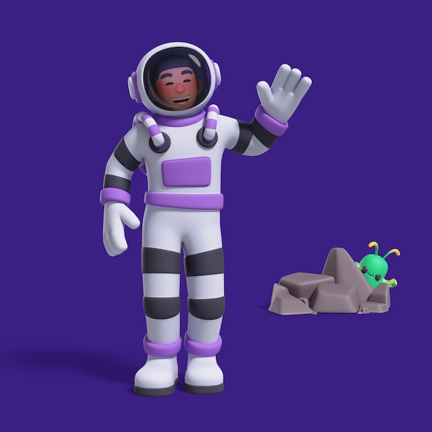 Free PSD 3d rendering of astronaut character