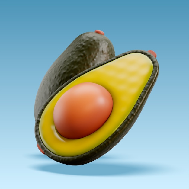 Free PSD 3d rendering of avocado