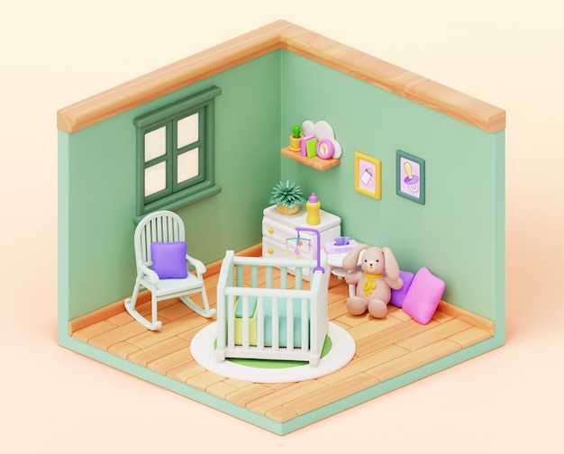 3d rendering of baby room