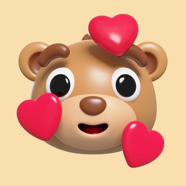 Free PSD 3d rendering of  bear emoji icon