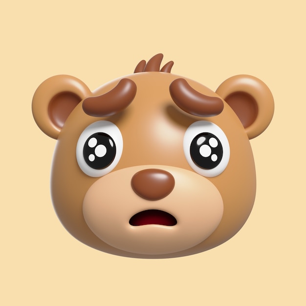 Free PSD 3d rendering of  bear emoji icon