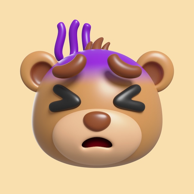 3d rendering of  bear emoji icon