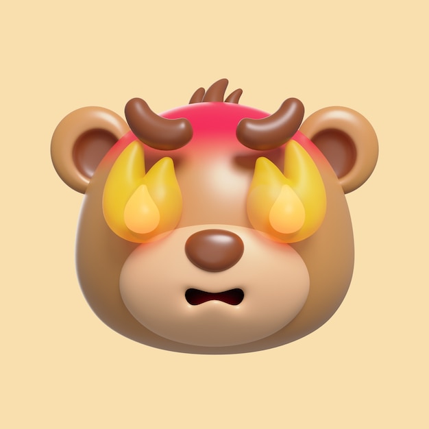 Free PSD 3d rendering of  bear emoji icon