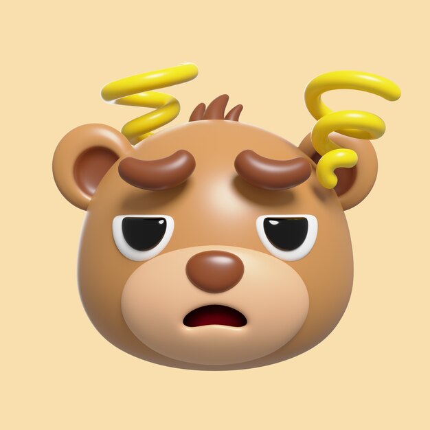 3d rendering of  bear emoji icon