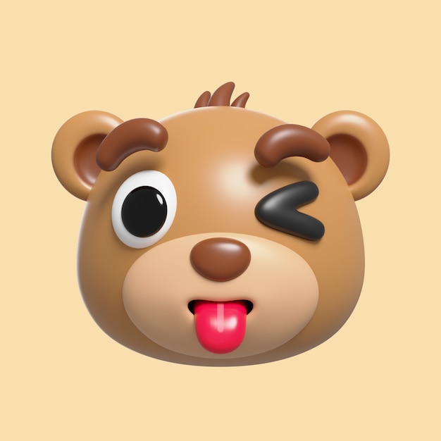 Free PSD 3d rendering of  bear emoji icon