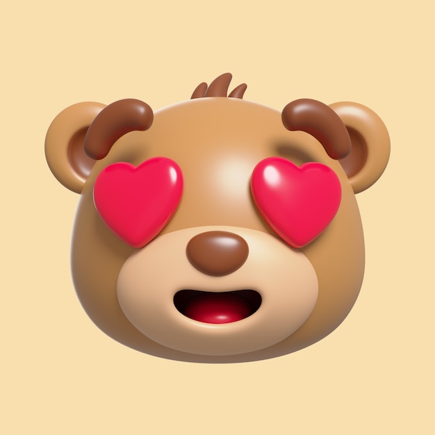 Free PSD 3d rendering of  bear emoji icon