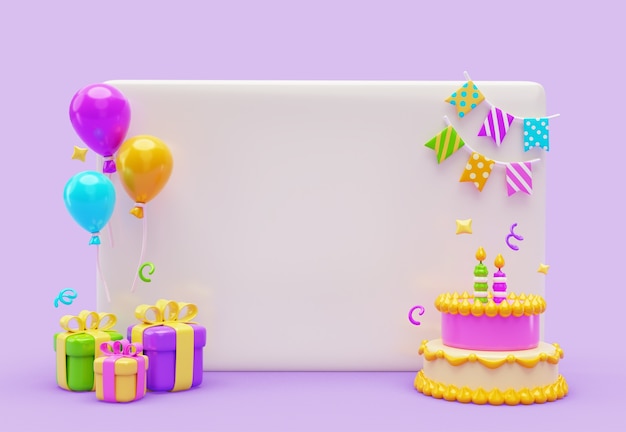 Free PSD 3d rendering of birthday banner