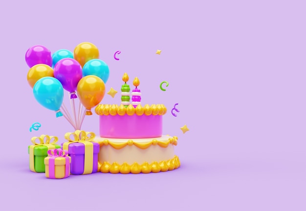 3d rendering of birthday banner