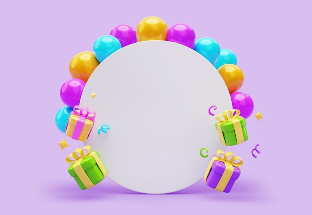 Free PSD 3d rendering of birthday banner