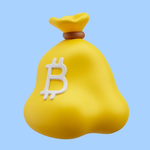 3d rendering of bitcoin bag icon