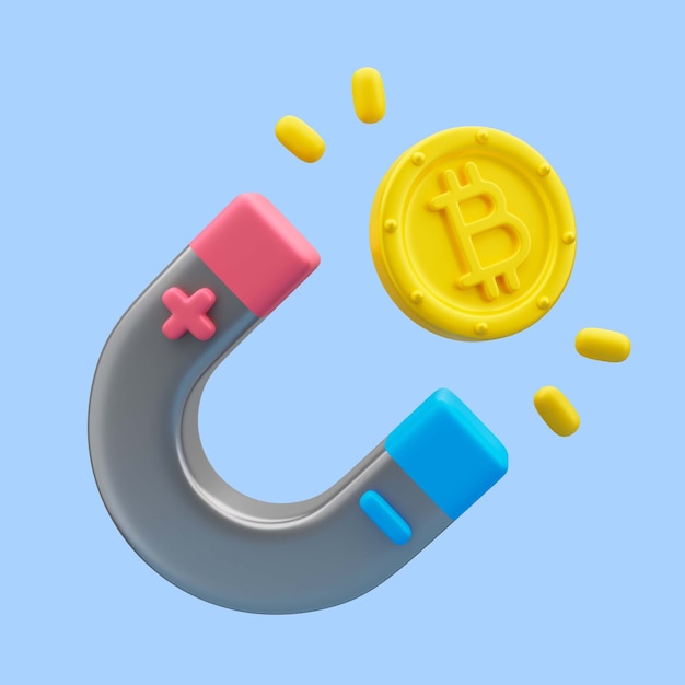 3d rendering of bitcoin income icon