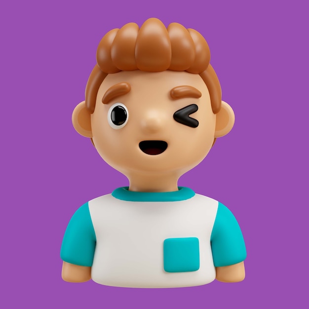 Free PSD 3d rendering of boy avatar emoji