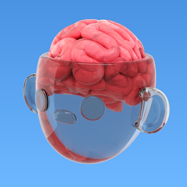 Free PSD 3d rendering of brain head icon