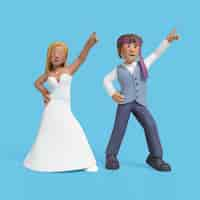 Free PSD 3d rendering of bride and groom posing