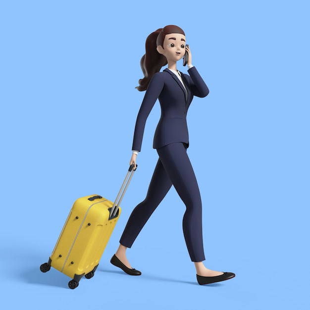 Free PSD 3d rendering of business woman posing