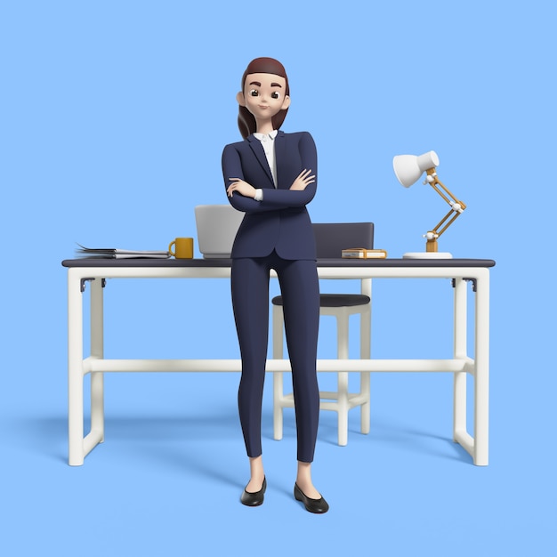 Free PSD 3d rendering of business woman posing