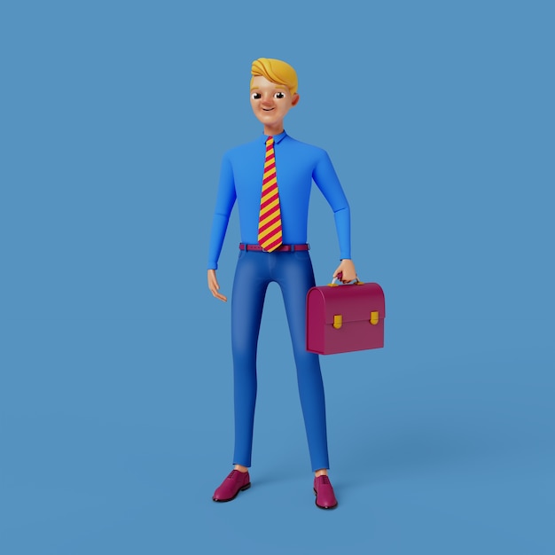 Free PSD 3d rendering of businessman character