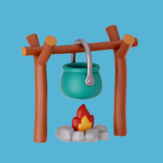 Free PSD 3d rendering of camping icon