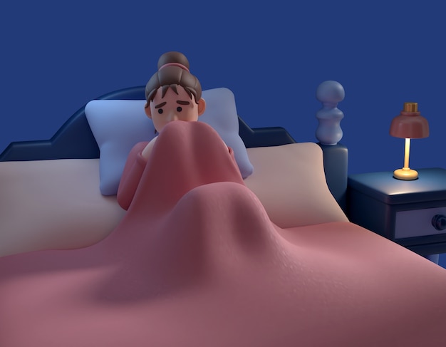 Free PSD 3d rendering of character at night time