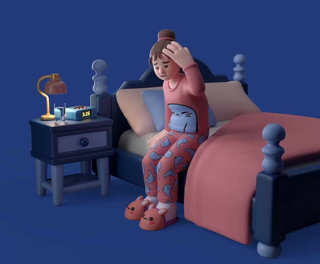 Free PSD 3d rendering of character at night time