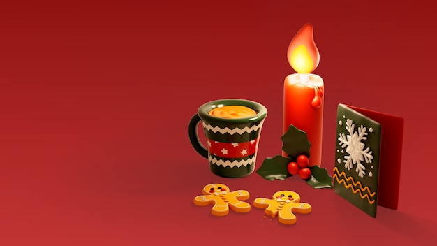 Free PSD 3d rendering of christmas background