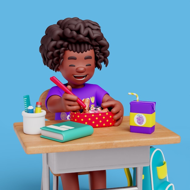 Free PSD 3d rendering of classroom girl character