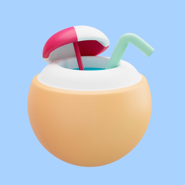 Free PSD 3d rendering of cocktail travel icon