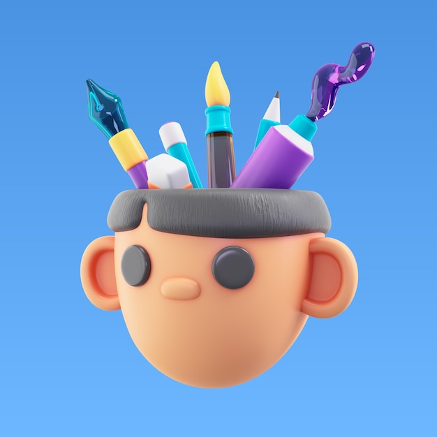 Free PSD 3d rendering of creative mind icon