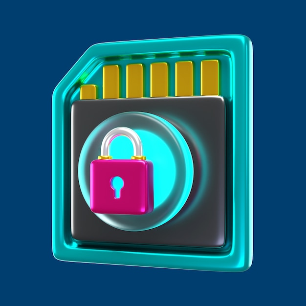 Free PSD 3d rendering of cybersecurity icon