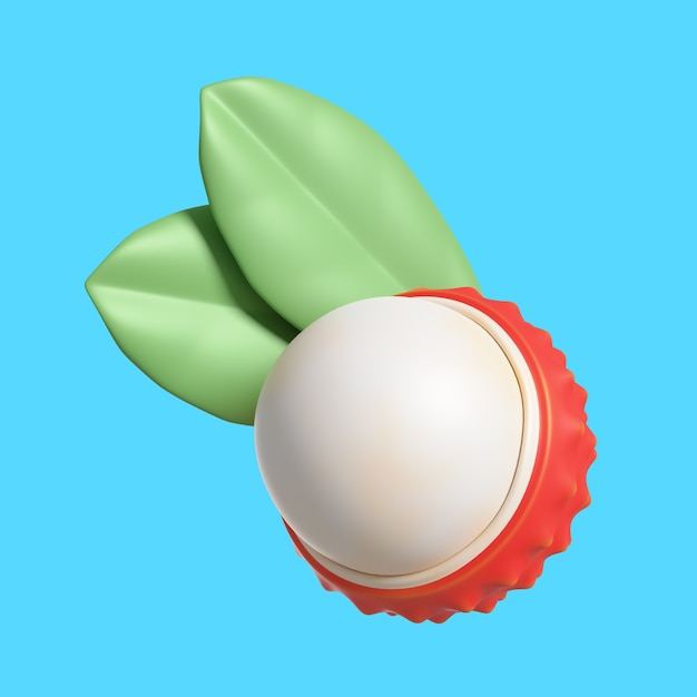 Free PSD 3d rendering of delicious litchi