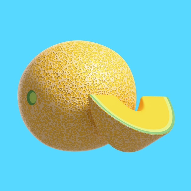 Free PSD 3d rendering of delicious melon