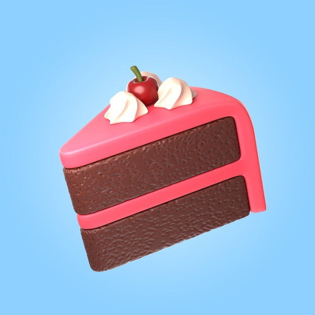 Free PSD 3d rendering of delicious piece of cake