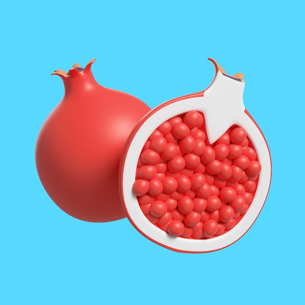 Free PSD 3d rendering of delicious pomegranate