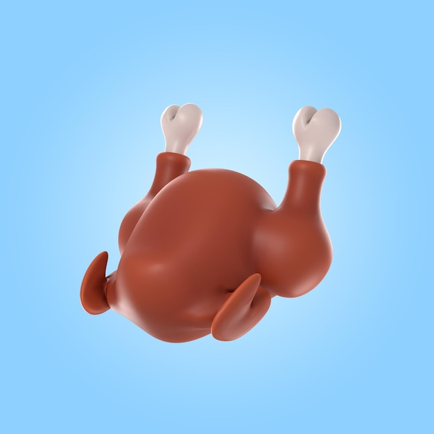 Free PSD 3d rendering of delicious roasted chicken